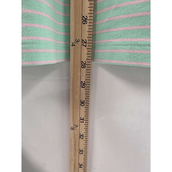 Polo Ralph Lauren Polo Shirt Mens Medium Green Pink Stripe Cotton Pony Logo - Picture 5 of 8